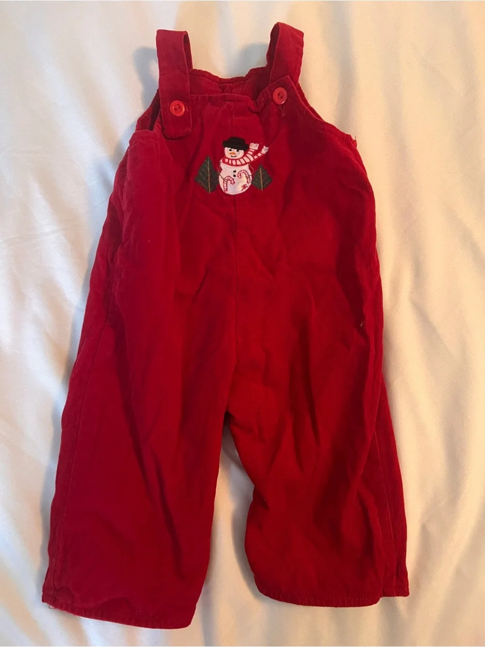 Reversible Red Polar Bear Embroidered Baby Overalls vintage 6 month